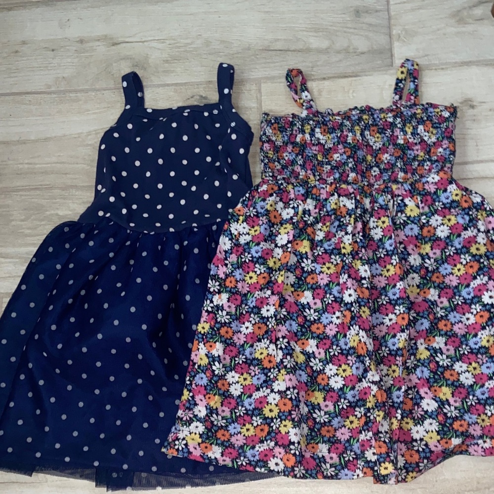 Gap Girls 5T Navy Polka Dot Tule Sundress Floral Ruching Layered Dress